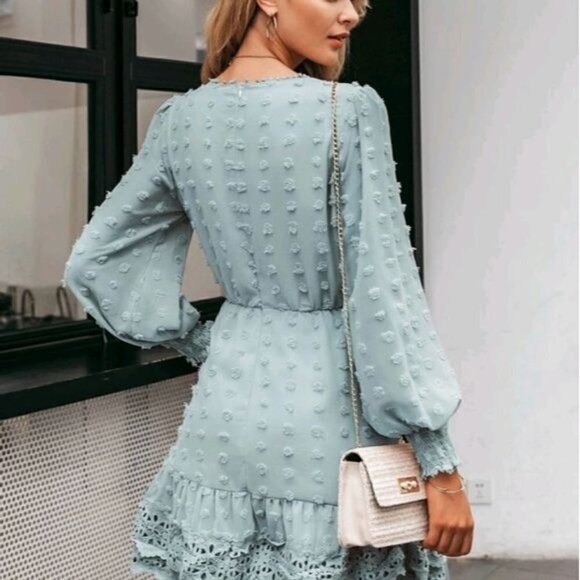 ROMANTIC BABY BLUE LACE SIMPLEE PREMIUM QUALITY BRANDED DRESS - Picture 7 of 15